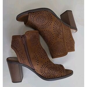 C Comfort Est. 1946 Brown Block Heel Bootie Sandal Open Toe Women's Size 7‎